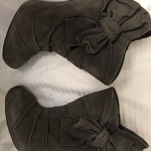 Gray brownish suede booties